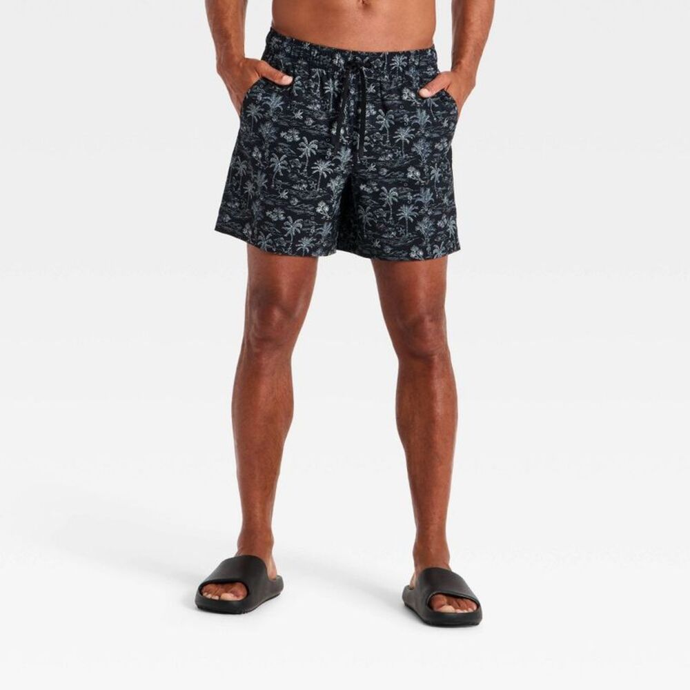 Men's Palm Print Woven Hybrid Shorts - All In Motion Black M